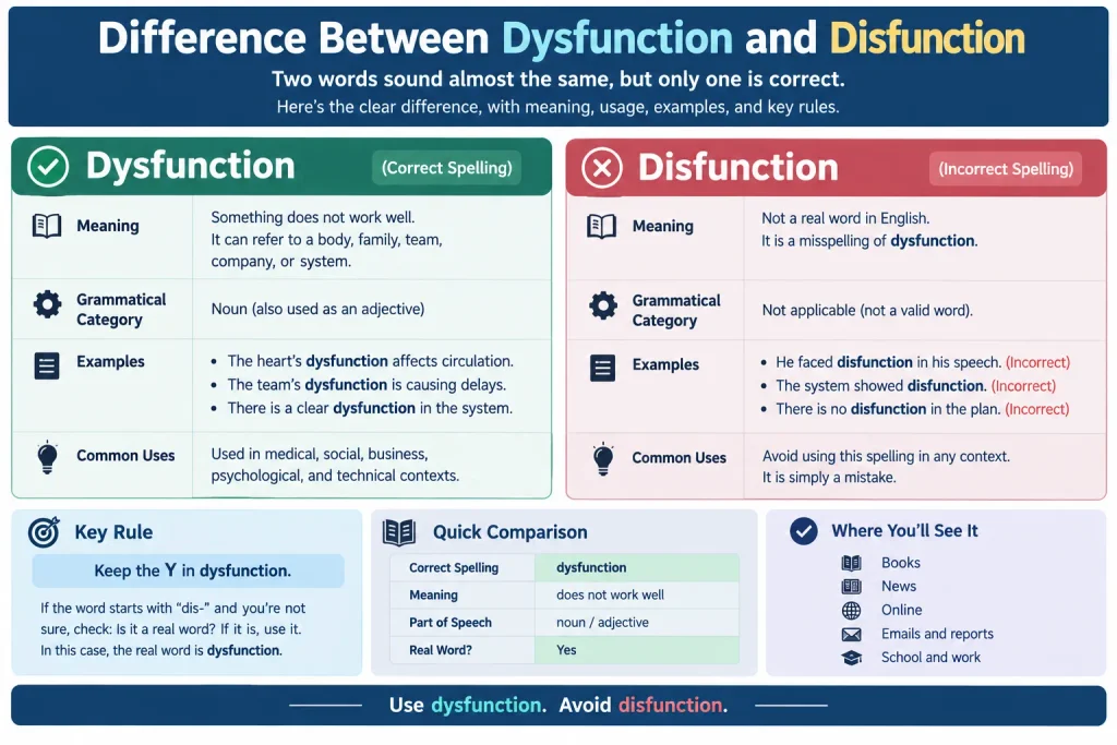 Difference Between Dysfunction and Disfunction