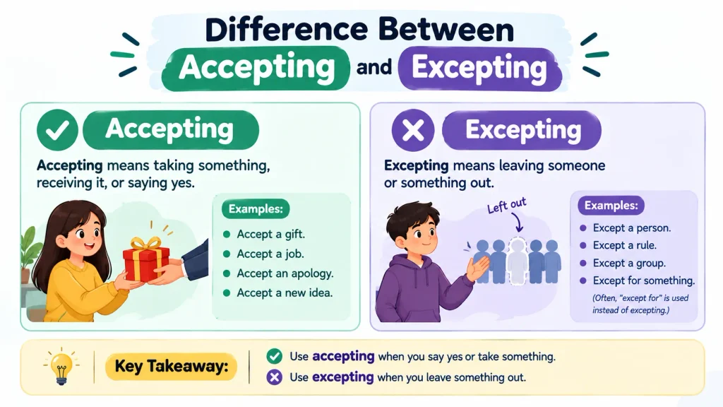 Difference Between Accepting and Excepting