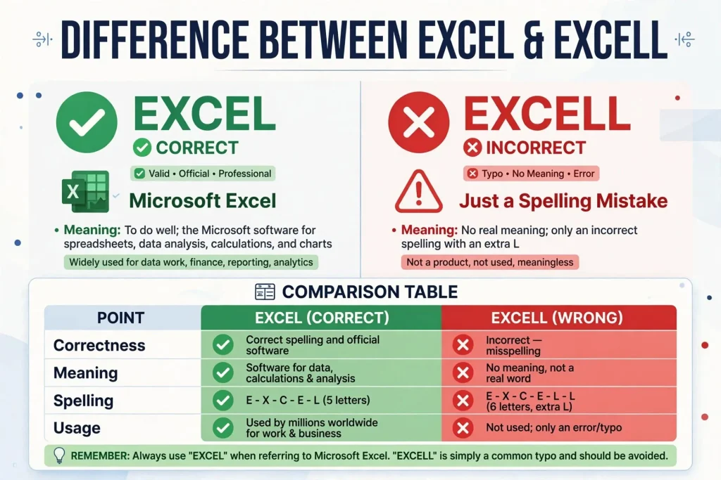 Difference Between Excel and Excell