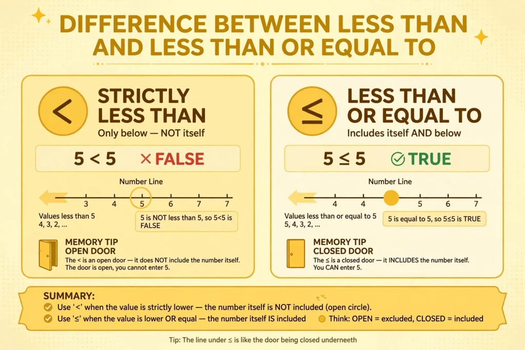 Difference Between Less Than and Less Than or Equal To
