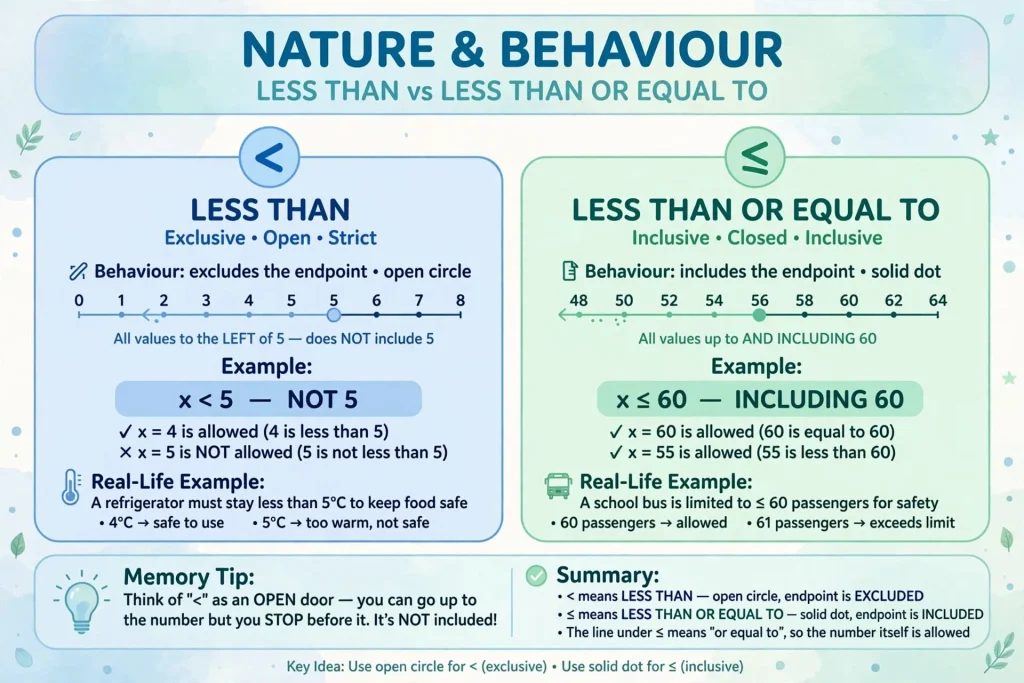 Nature and Behaviour of Less Than and Less Than or Equal To
