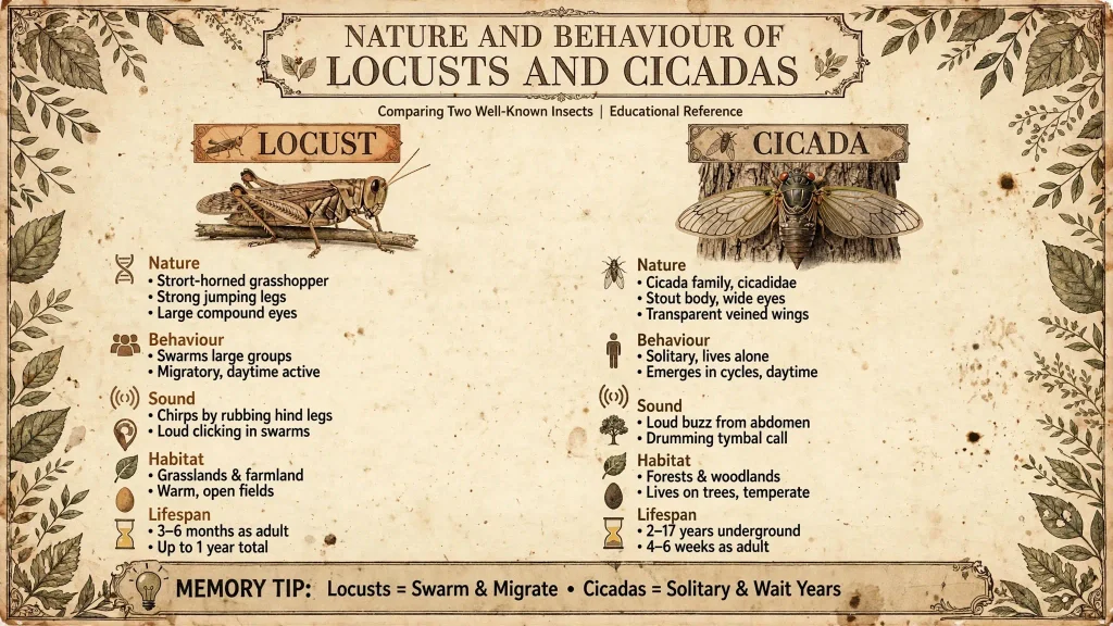 Nature and Behaviour of Locusts and Cicadas